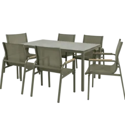 Ensemble table + 6 chaises Rouen Kaki