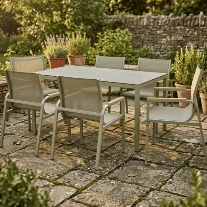 Ensemble table + 6 chaises Rouen Kaki