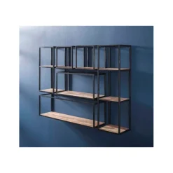Etagère métal et acacia 30cm 2421/15