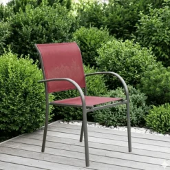 Fauteuil de jardin Kochi tissu rouge