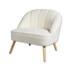 Fauteuil Naovaen tissu bouclette blanc 207313C