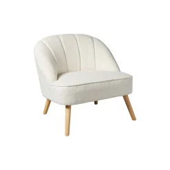 Fauteuil Naovaen tissu bouclette blanc 207313C