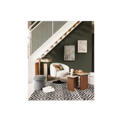 Fauteuil Pivotant Edith bouclette blanc