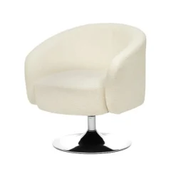 Fauteuil Pivotant Edith bouclette blanc