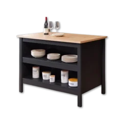 Ilot Helina noir/chêne artisan