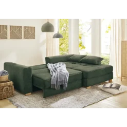 Kampen canapé d'angle convertible Vert