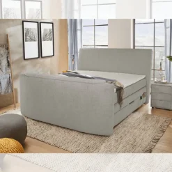 Lit Boxspring 180 cm x 200 cm Bel Air chenille gris