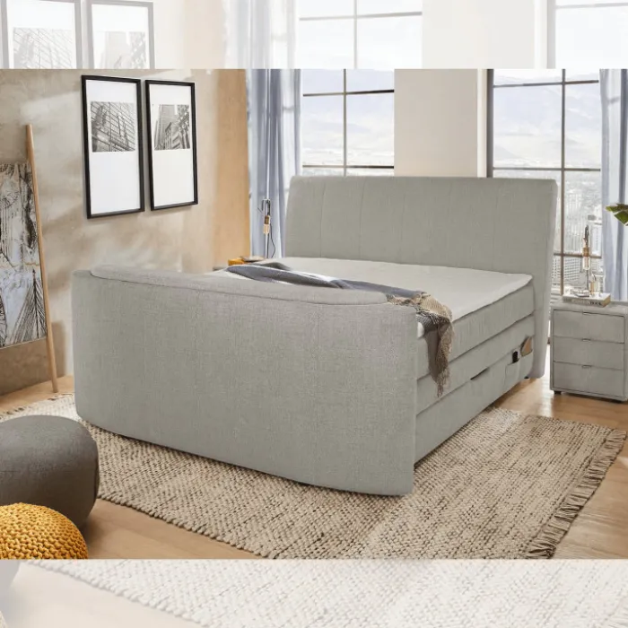 Lit Boxspring 180 cm x 200 cm Bel Air chenille gris
