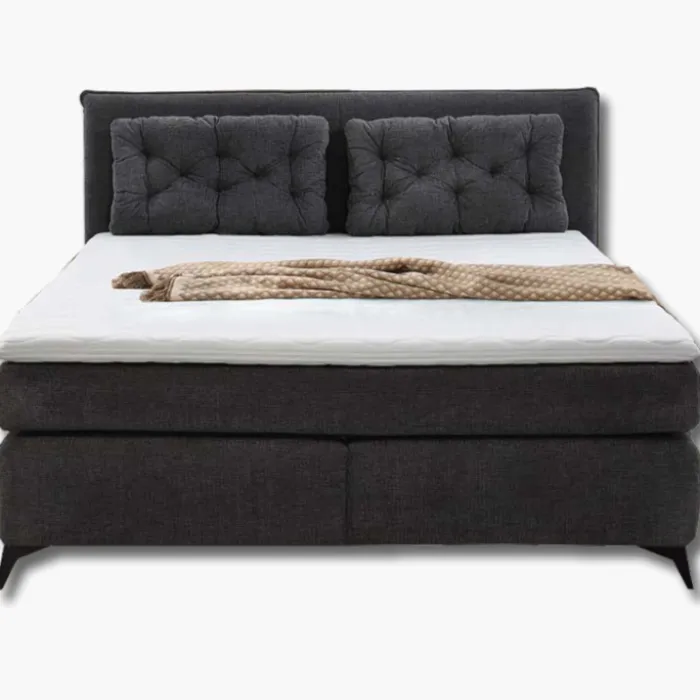 Lit boxspring complet 180cm Chalet gris anthracite