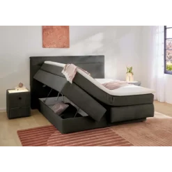 Lit Boxspring complet Simone Gris foncé 160 x 200 cm