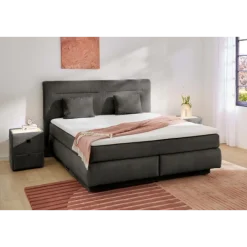 Lit Boxspring complet Simone Gris foncé 160 x 200 cm
