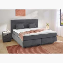 Lit boxspring complet Simone gris foncé 180 cm x 200 cm