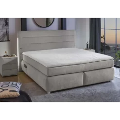 Lit Boxspring Livia Gris clair 180 cm