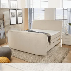 Lit Boxspring 180 x 200 cm Bel Air chenille beige