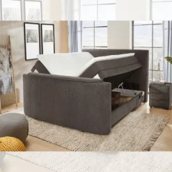 Lit Boxspring 180 x 200 cm Bel Air chenille gris foncé
