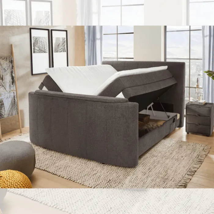 Lit Boxspring 180 x 200 cm Bel Air chenille gris foncé