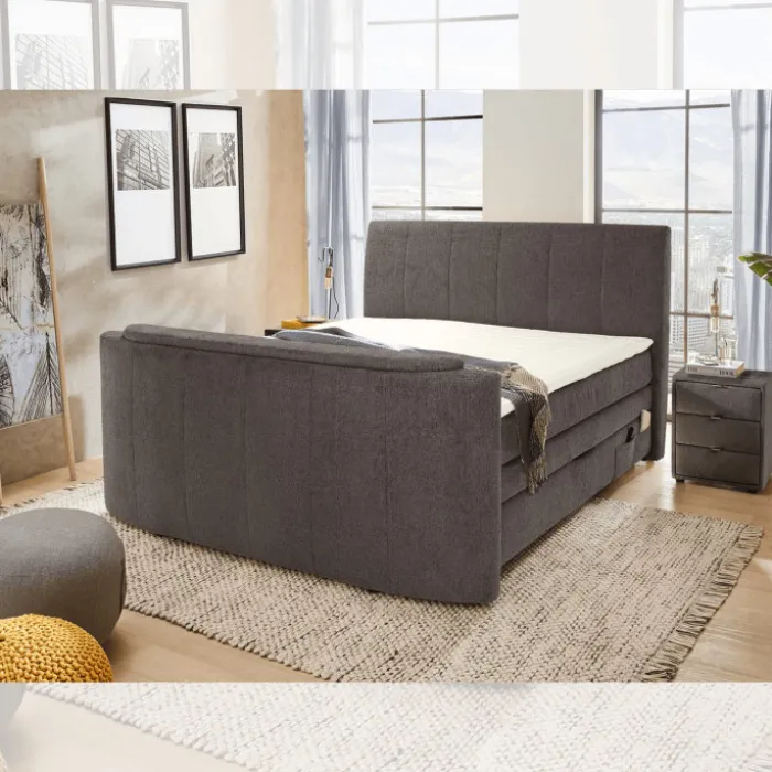 Lit Boxspring 180 x 200 cm Bel Air chenille gris foncé