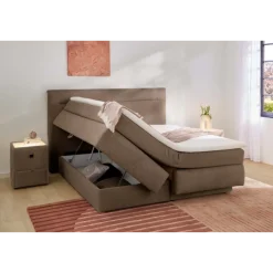 Lit Boxspring - 160 x 200 cm Lit coffre taupe Simone
