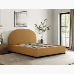 Lit coffre arrondie 140 x 190 cm Camel 66102