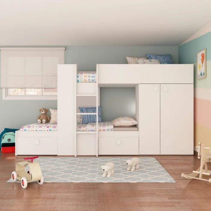 Lit combiné N 1277 reversible blanc 200cm