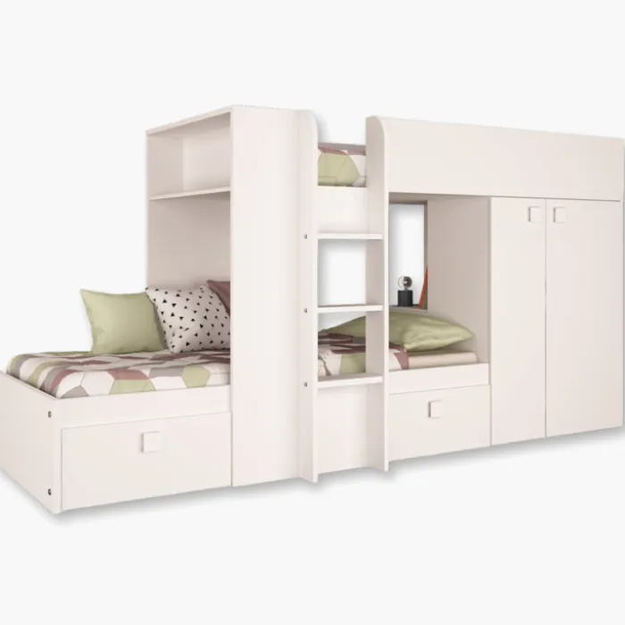 Lit combiné N 1277 reversible blanc 200cm