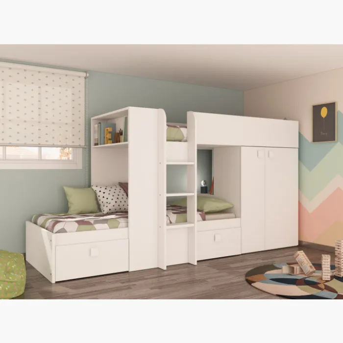 Lit combiné N 1277 reversible blanc 200cm