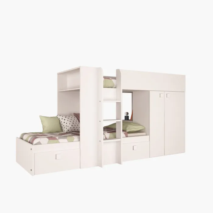 Lit combiné N 1277 reversible blanc 200cm