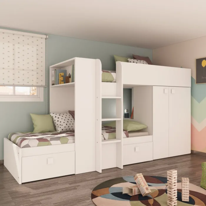 Lit combiné N 1277 reversible blanc 200cm