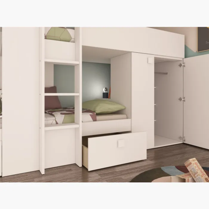 Lit combiné N 1277 reversible blanc 200cm