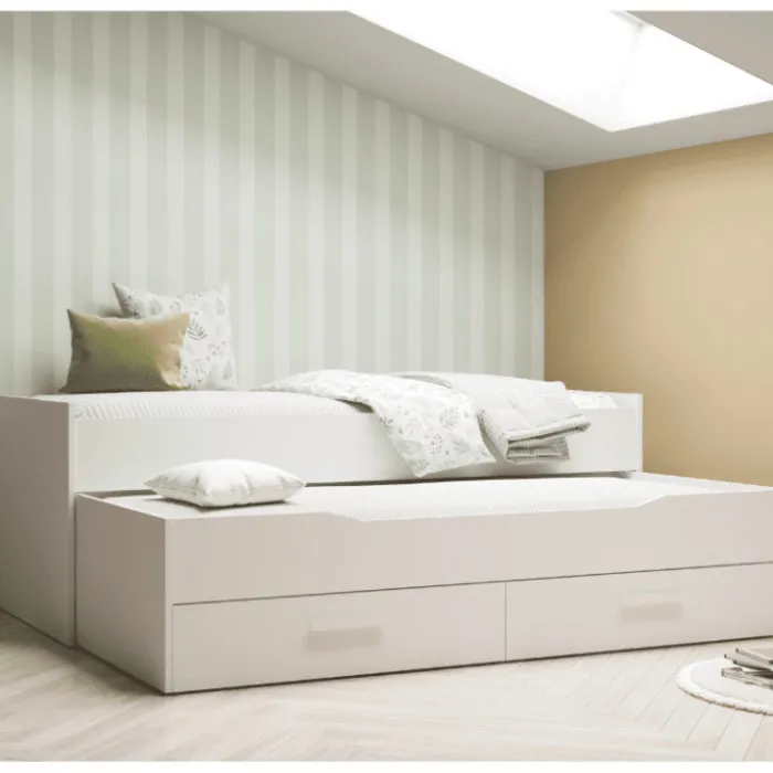 Lit gigogne Twist 90 x 200 cm blanc