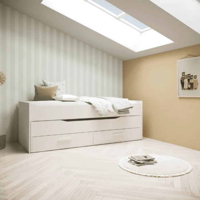 Lit gigogne Twist 90 x 200 cm blanc