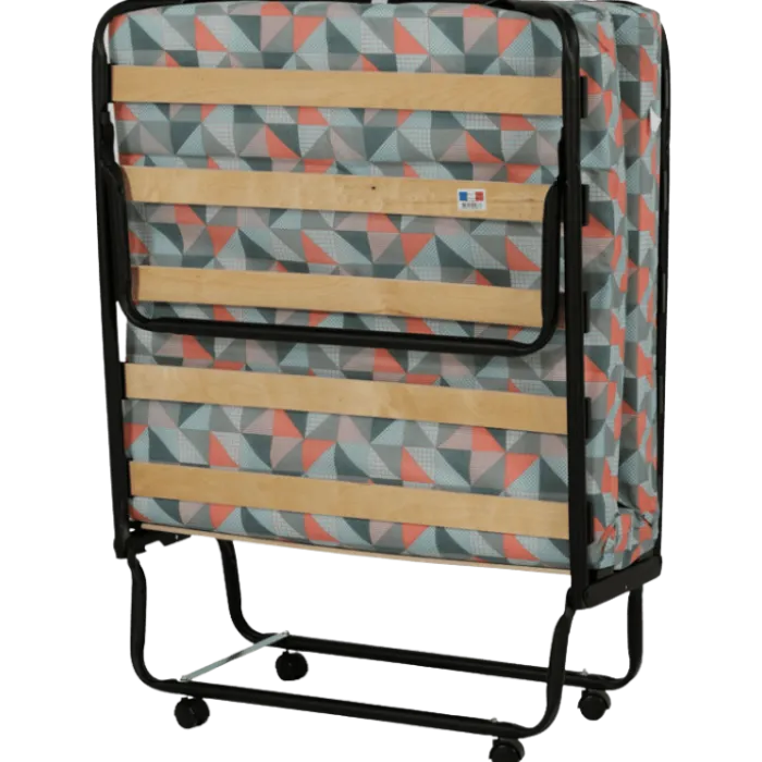 Lit pliant 80 x 190 cm - 12 lattes noir + housse