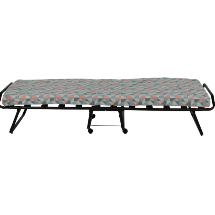 Lit pliant 80 x 190 cm - 12 lattes noir + housse