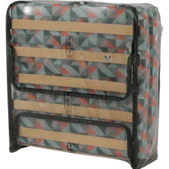 Lit pliant 80 x 190 cm - 12 lattes noir + housse