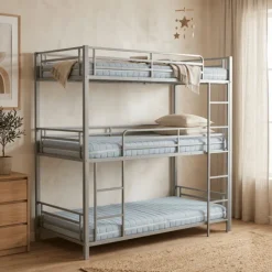Lit superposé 3 couchages 90x190 Earl Triple gris