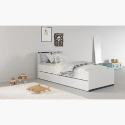 Lit 90 x 190/200 cm Blanc Reverso 289201 ( panneaux révérsible noir ou saumon )