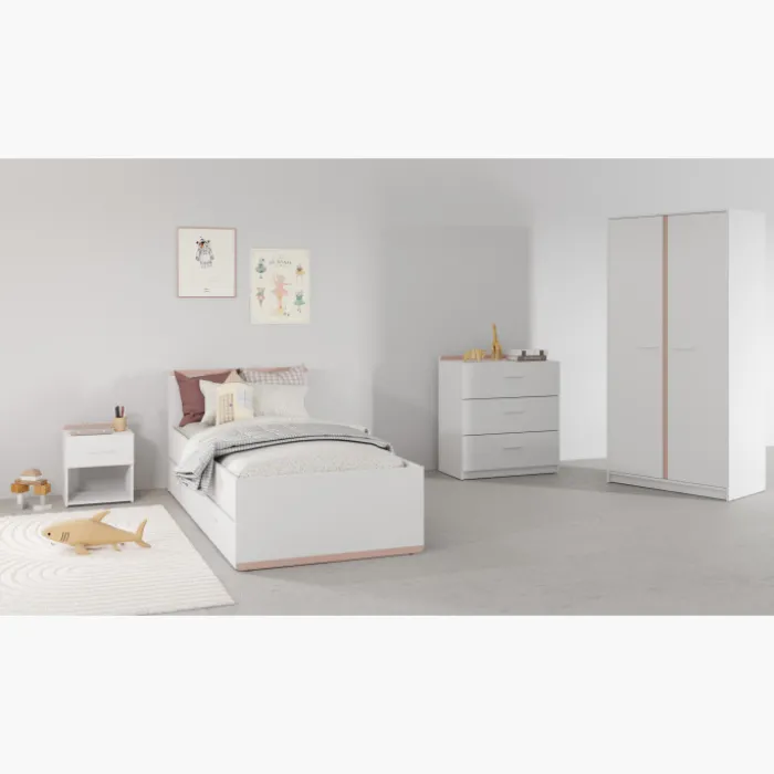 Lit 90 x 190/200 cm Blanc Reverso 289201 ( panneaux révérsible noir ou saumon )