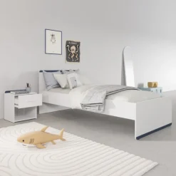 Lit 90 x 190/200 cm Blanc Reverso 289201 ( panneaux révérsible noir ou saumon )