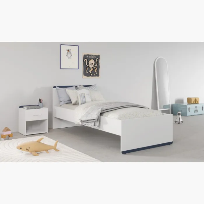 Lit 90 x 190/200 cm Blanc Reverso 289201 ( panneaux révérsible noir ou saumon )