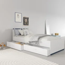 Lit 90 x 190/200 cm Blanc Reverso 289201 ( panneaux révérsible noir ou saumon )