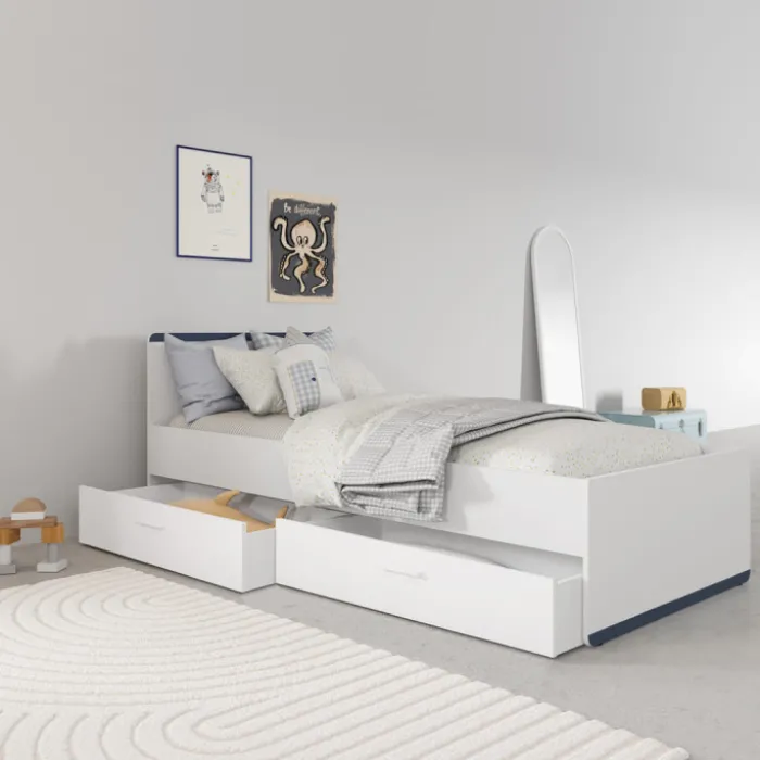 Lit 90 x 190/200 cm Blanc Reverso 289201 ( panneaux révérsible noir ou saumon )