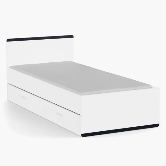 Lit 90 x 190/200 cm Blanc Reverso 289201 ( panneaux révérsible noir ou saumon )