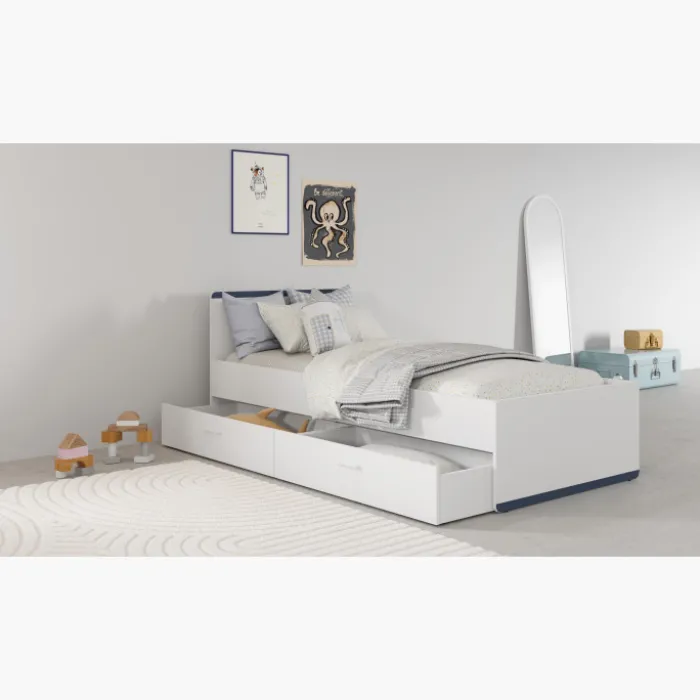 Lit 90 x 190/200 cm Blanc Reverso 289201 ( panneaux révérsible noir ou saumon )