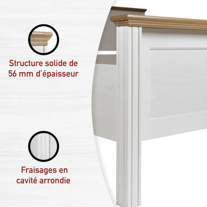 Lit 140 x 200 cm Maluno blanc
