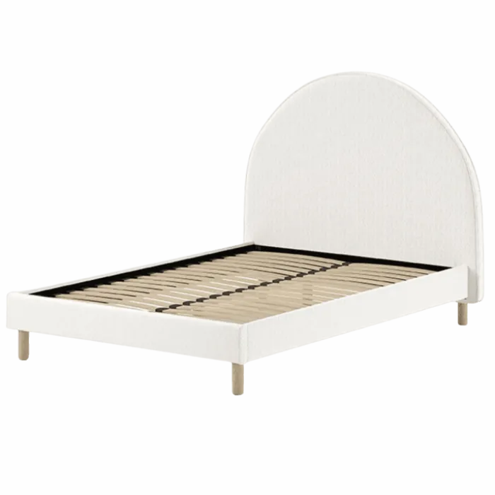 Lit 140 x 200 cm Moon bouclé blanc