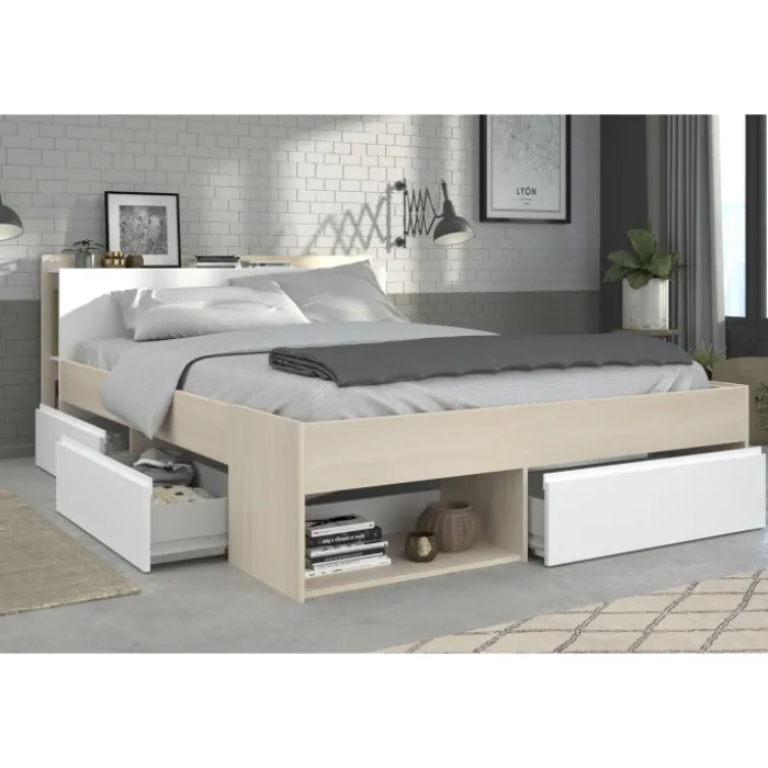 Lit 160x200 Most blanc/acacia clair