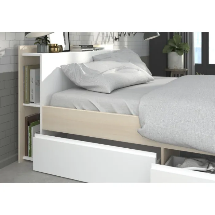Lit 140x200 Most blanc/acacia clair