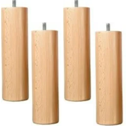 Lot de 4 pieds rond hauteur 20 cm vernis naturel