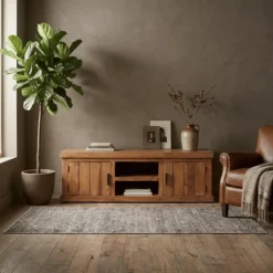 Meuble TV Dhruv bois mangue/nougat