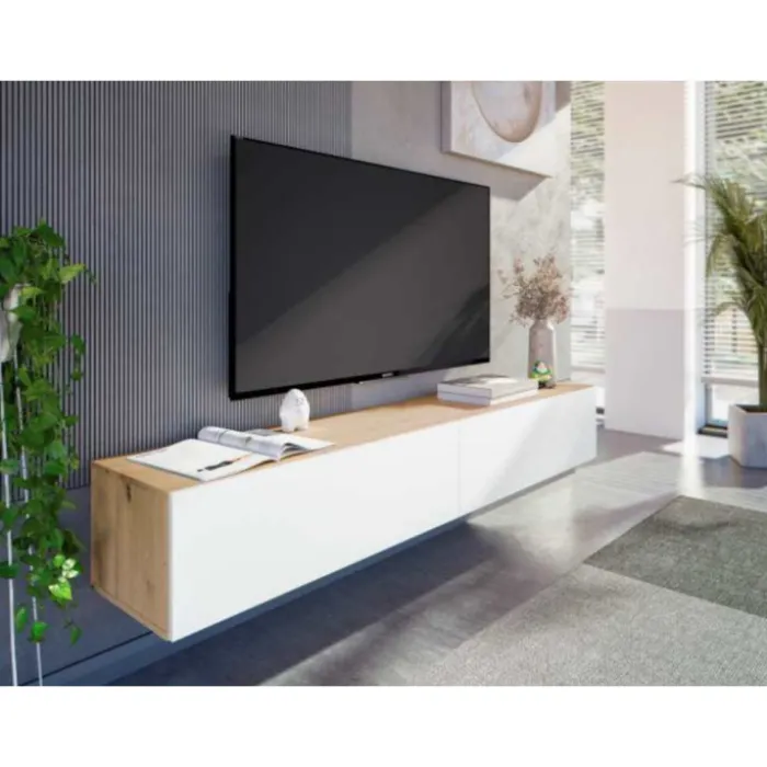 Meuble TV Kaway chêne artisan/blanc